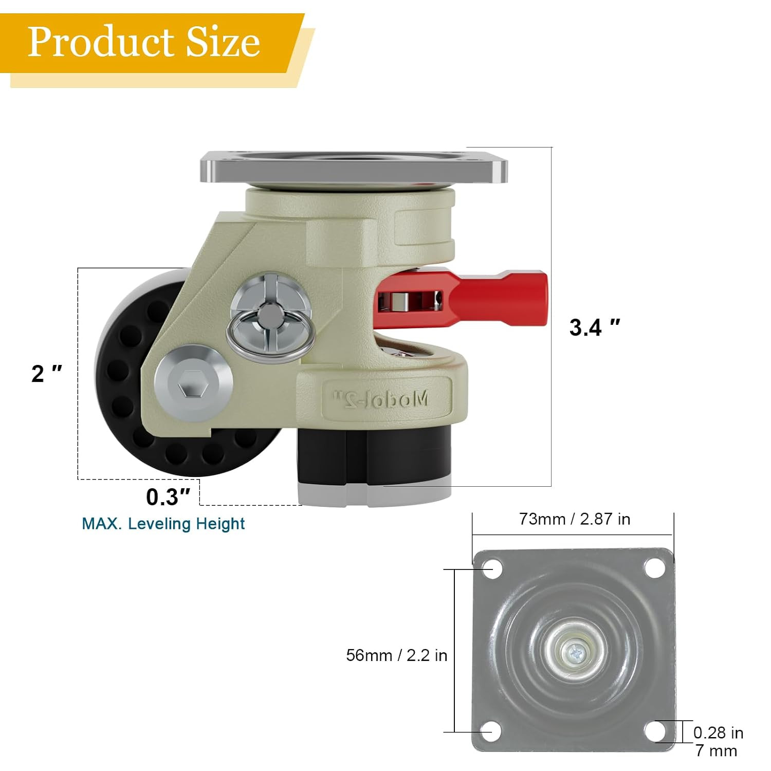 Leveling Casters Wheel Heavy Duty 3300LBS Load Capacity Caster Set of 4