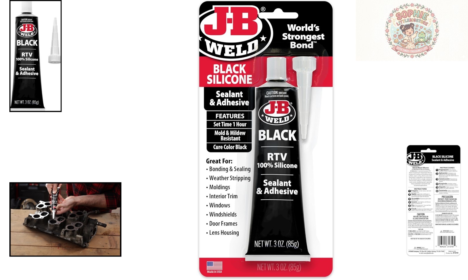 Crack Resistant Black RTV Silicone Sealant & Adhesive – 3 oz for Household Use