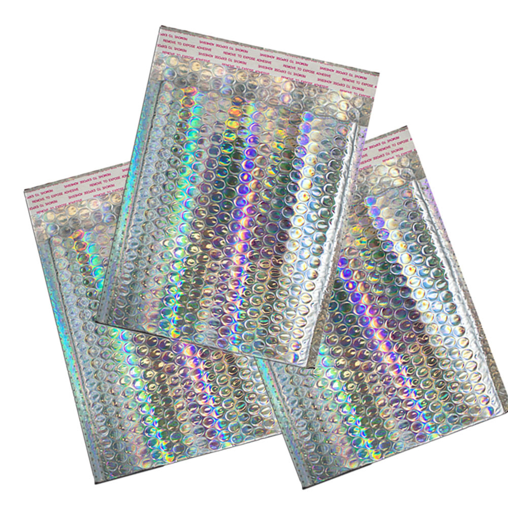5X9″ 6X10, 8.5X12, 9.5X13″ Holographic Bubble Mailers, Metallic Padded Envelope