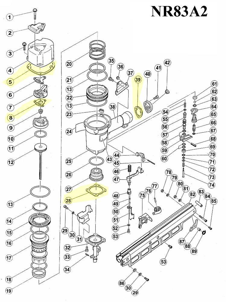 CoFast® High Quality ABCDF Gaskets set of 5 for Aftermarket Hitachi NRV83A2 A3