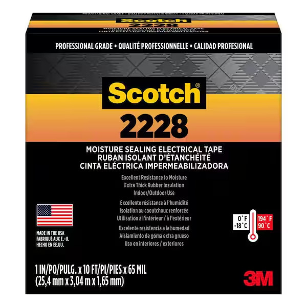 1 In. X 10 Ft. X 0.065 In. 2228 Rubber Mastic Electrical Tape, Black