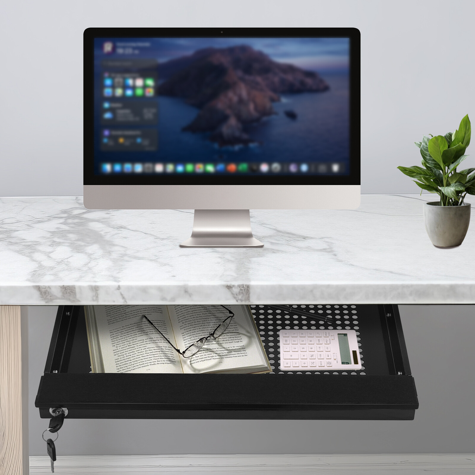 Slide Out Under Desk Keyboard Tray Pull Out Keyboard Drawer Shelf Vented Design