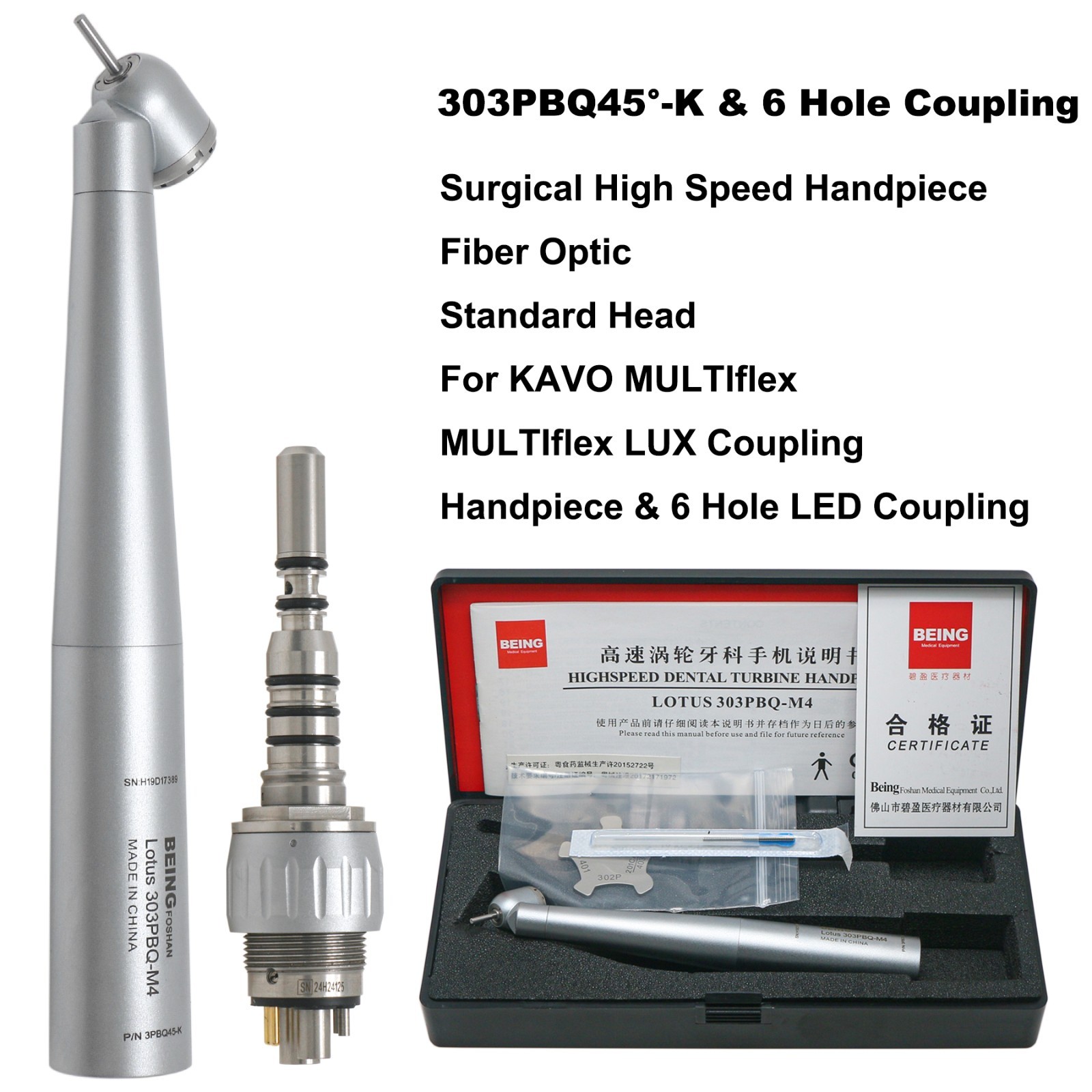 BEING Dental Turbine 45° Angle Surgical Handpiece Fiber Optic For KAVO MULTIflex