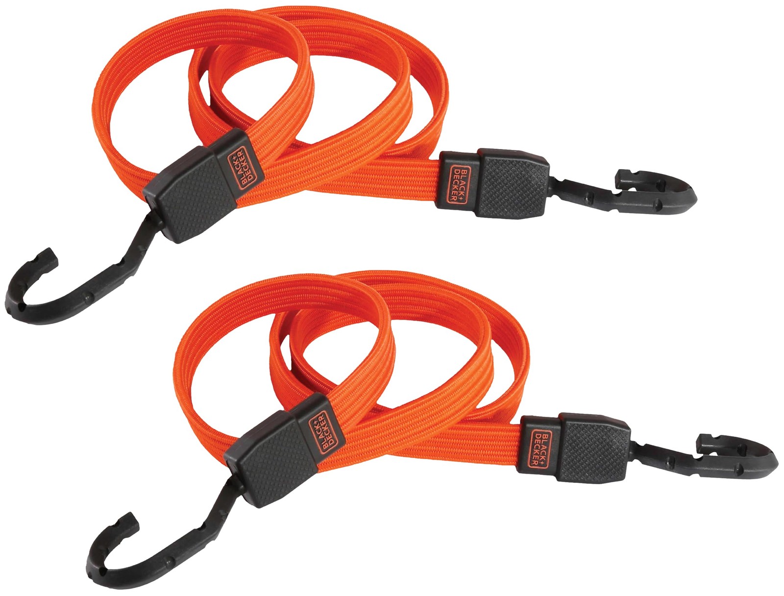 BDX1012 Black/Orange 48″ Flat Bungee Cord Straps, 2 Pack