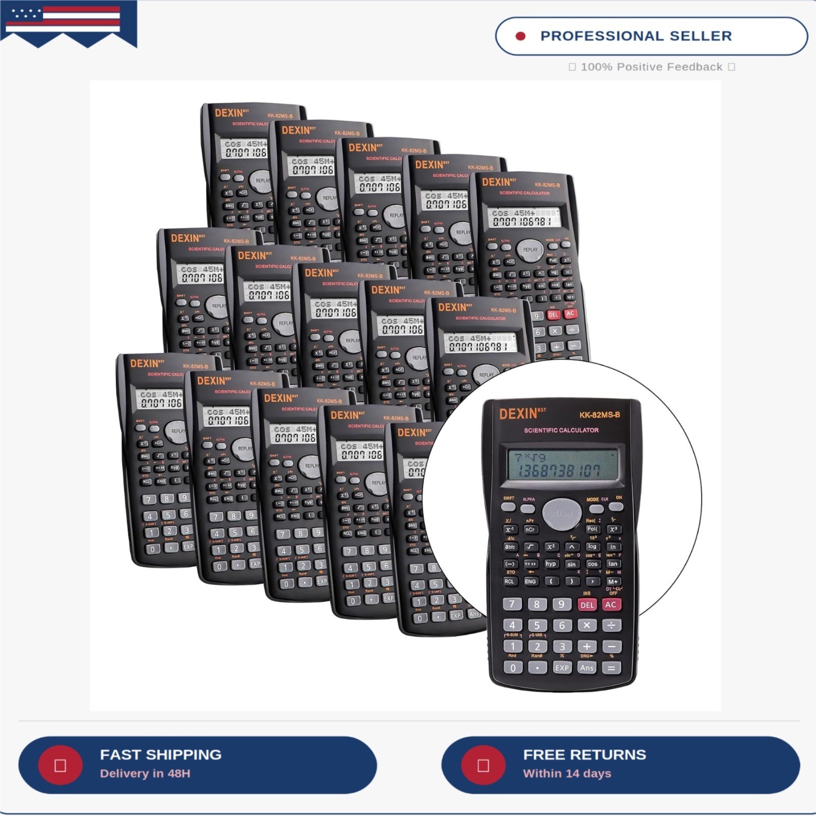 24 Pack Scientific Calculators, 2 Line Engineering Large Display Scientific Calc