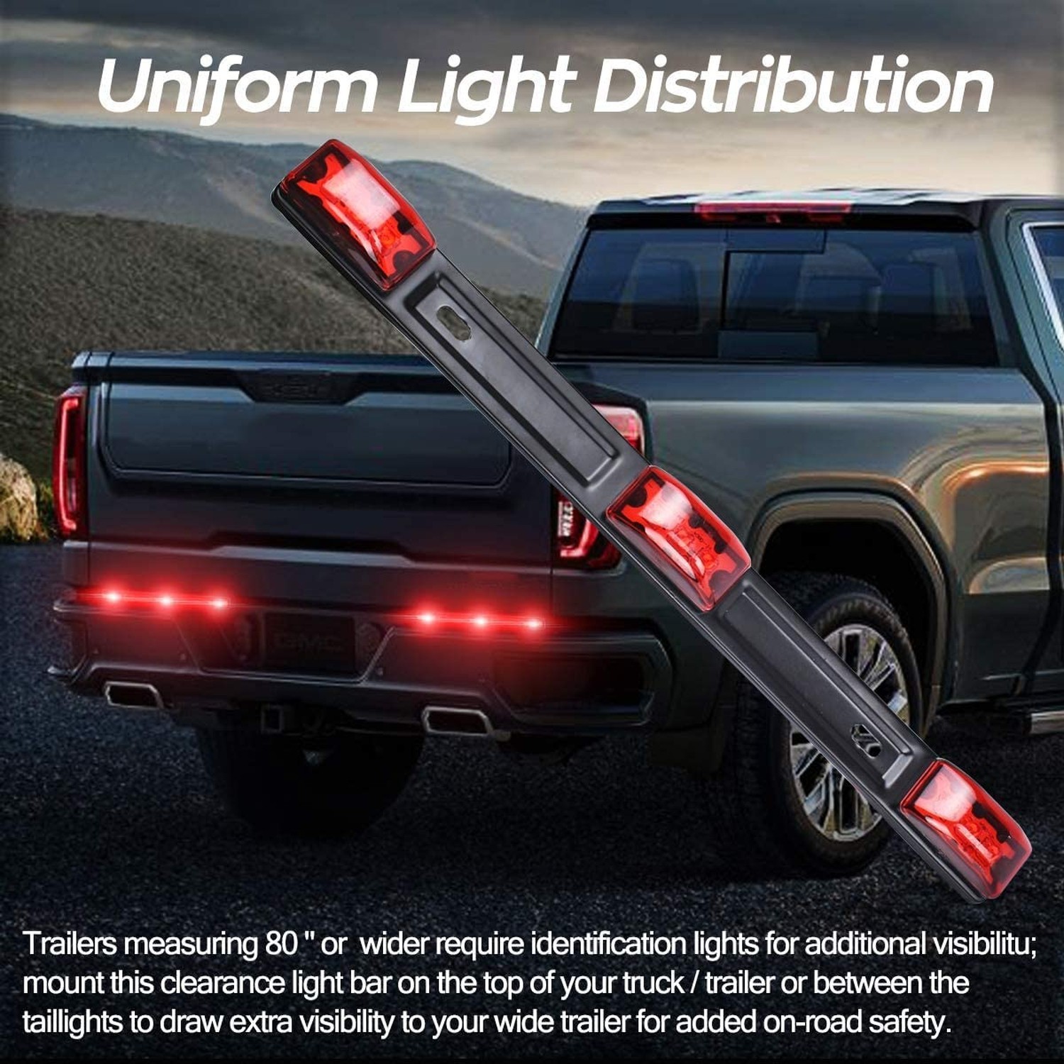 HHCSOP Red LED Marker Bar 3 Lights 9 LED Trailer Clearance ID Bar for Truck T…