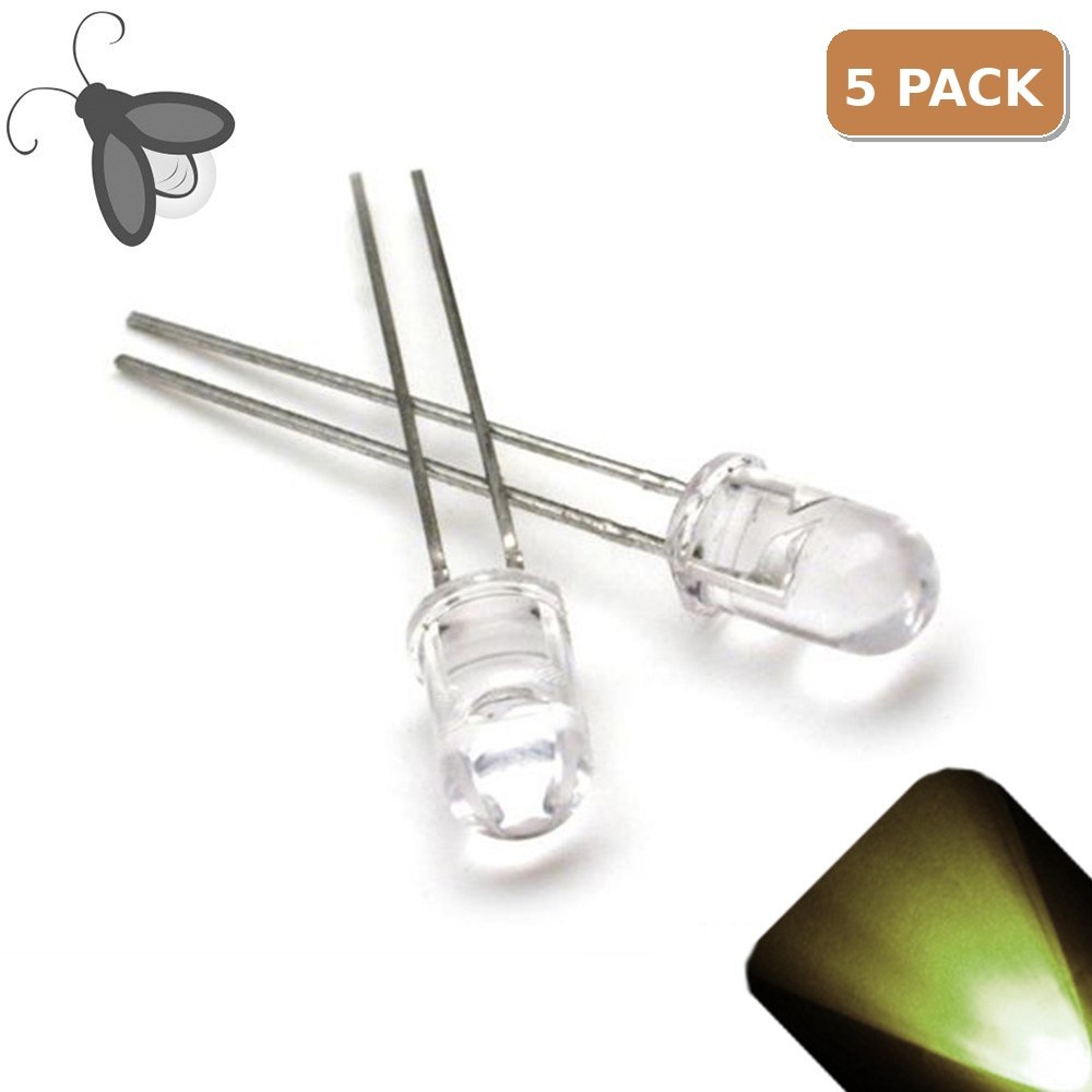 5 x LED 5mm Warm Soft White Breathing Fading Super Bright Pulse Firefly Light PC