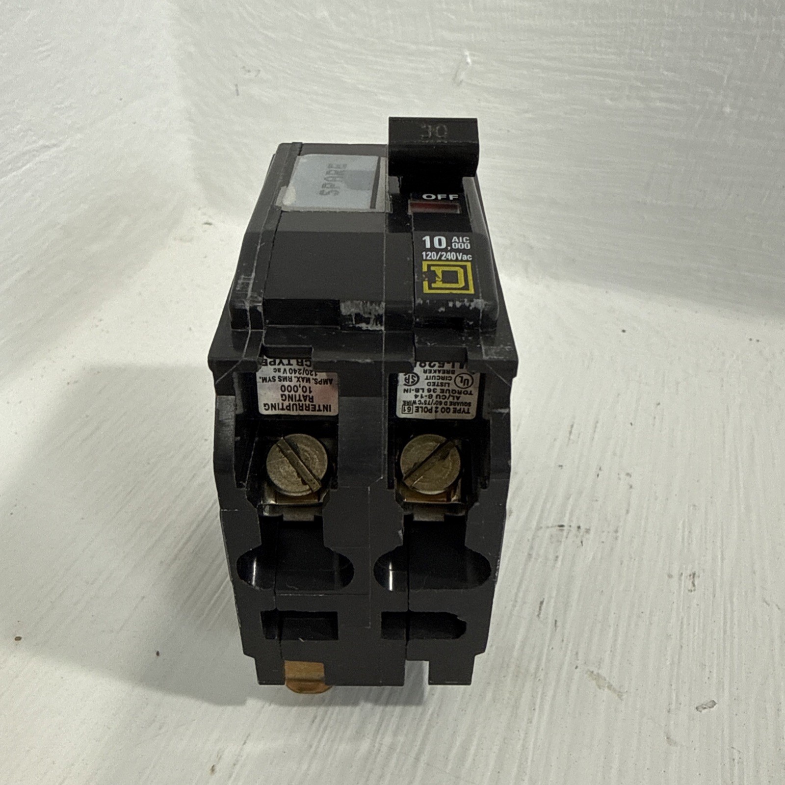 Square D QO230 30 Amp 2 Pole 10kA 120/240V Plug-In 30A 2P Breaker YELLOW FACE