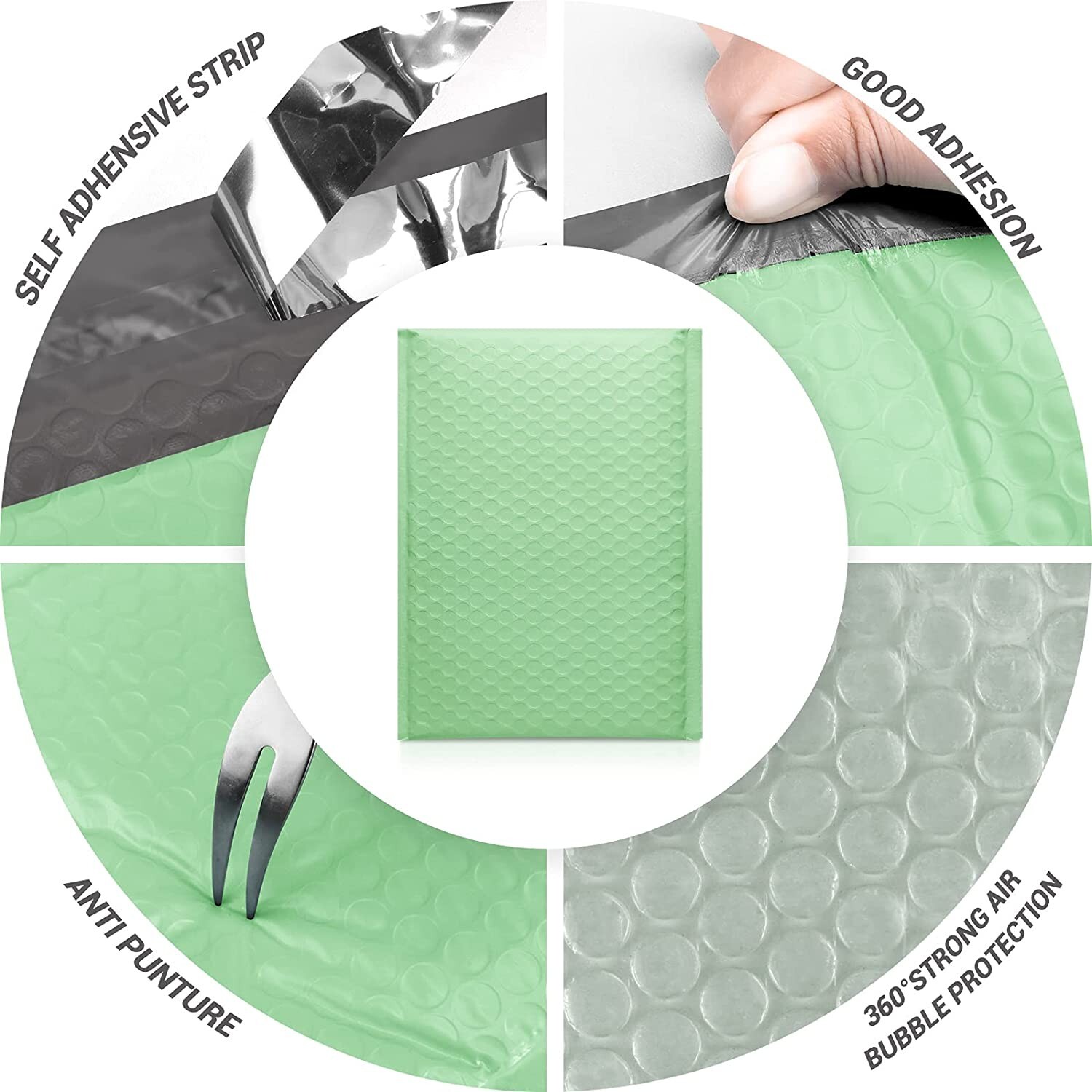 500 #0 6×10 Green Ash Poly Bubble Envelopes Padded Shipping Mailers 6″x10″