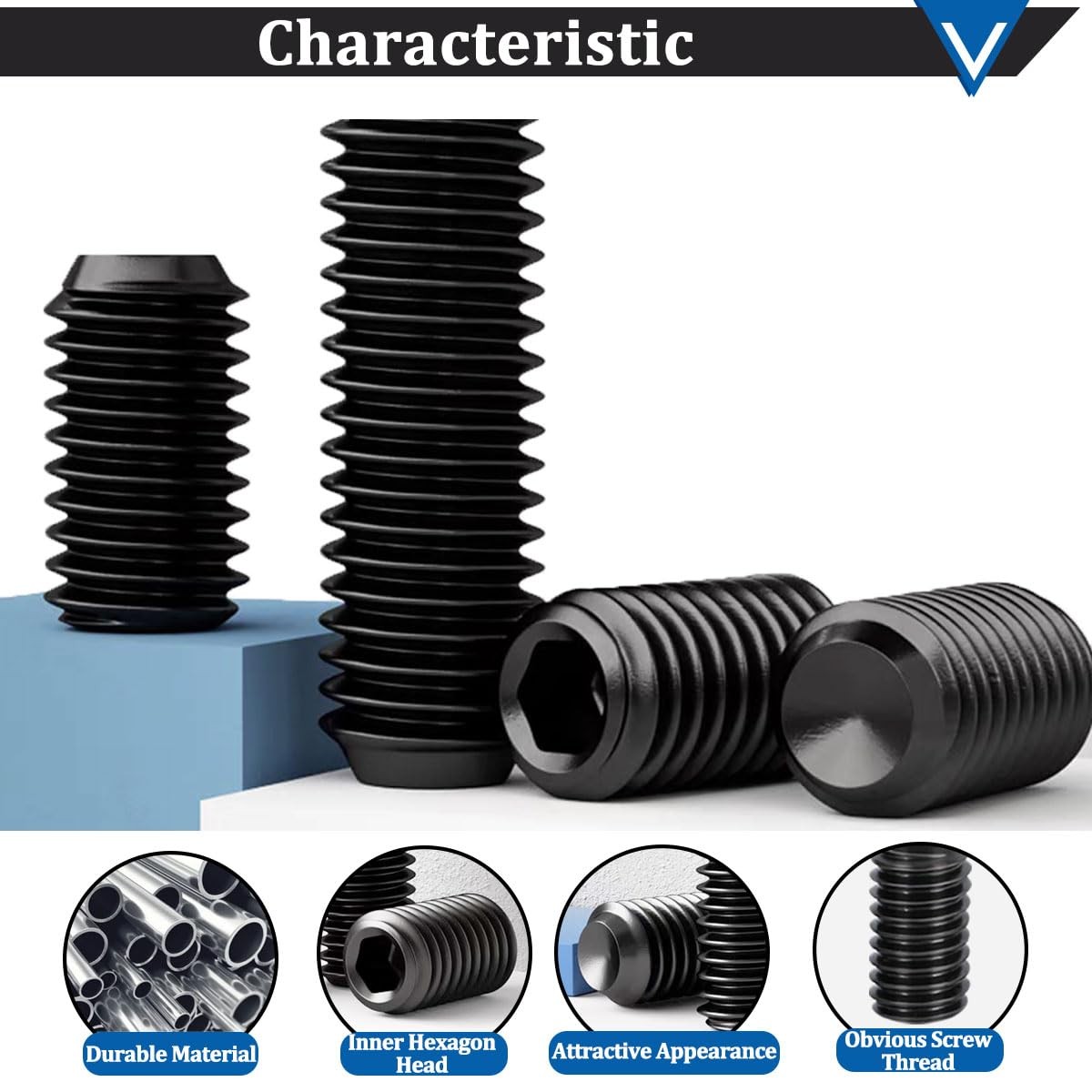 400Pcs SAE Set Screws Assortment Kit with Allen Keys,12 Size 12.9 Class Alloy St