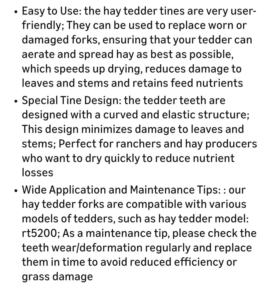 Threlaco Hay Tedder Teeth Tedders Fluffer Tines RT5200 Set of 10