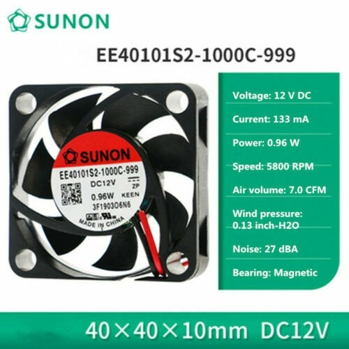 EE40101S2-1000C-999 12V 0.96W 4010 4CM 2-Pin Silent Magnetic Cooling Fan *cm
