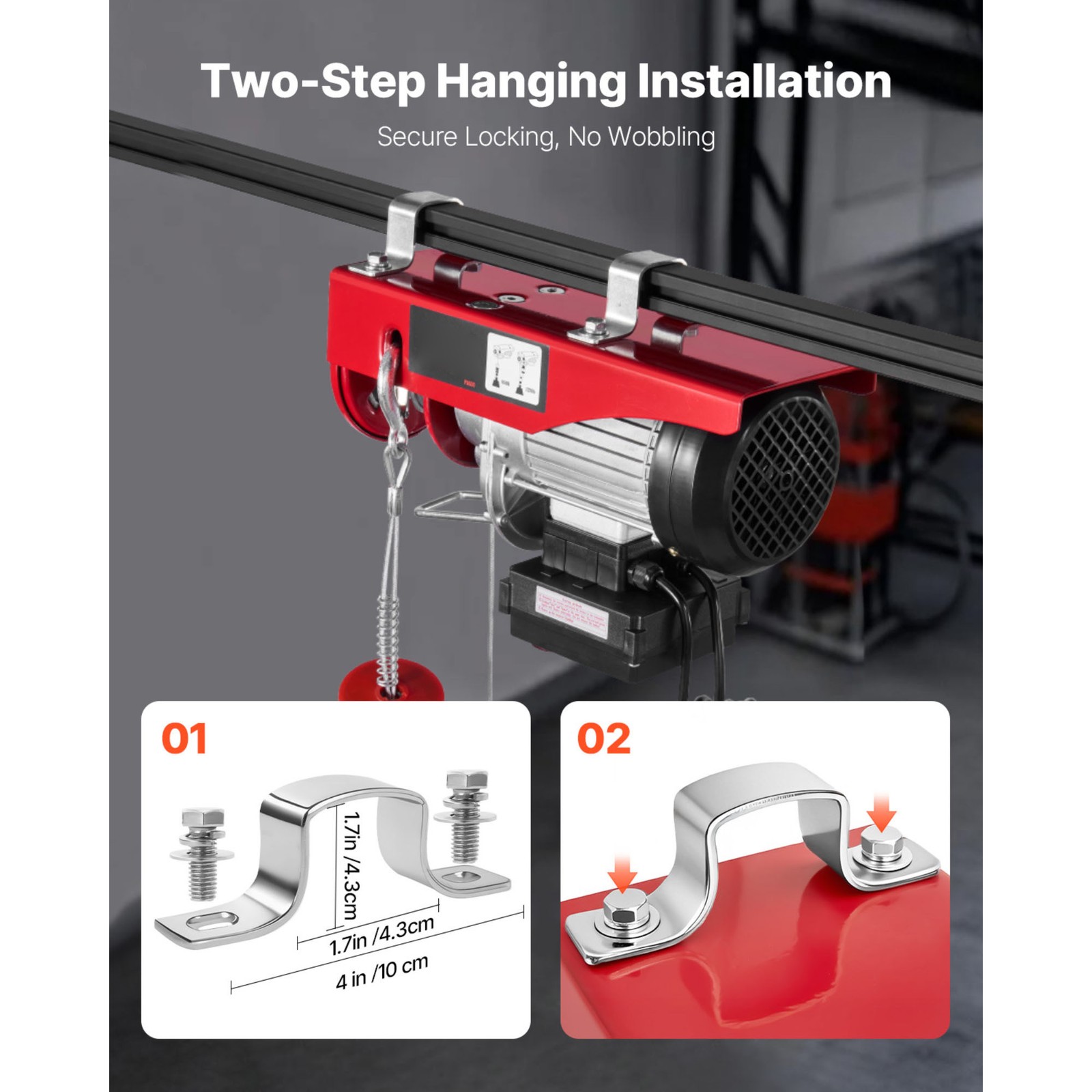 VEVOR Electric Hoist Crane Winch 1320 lbs 328 ft Wireless & 14 ft Wired Remote