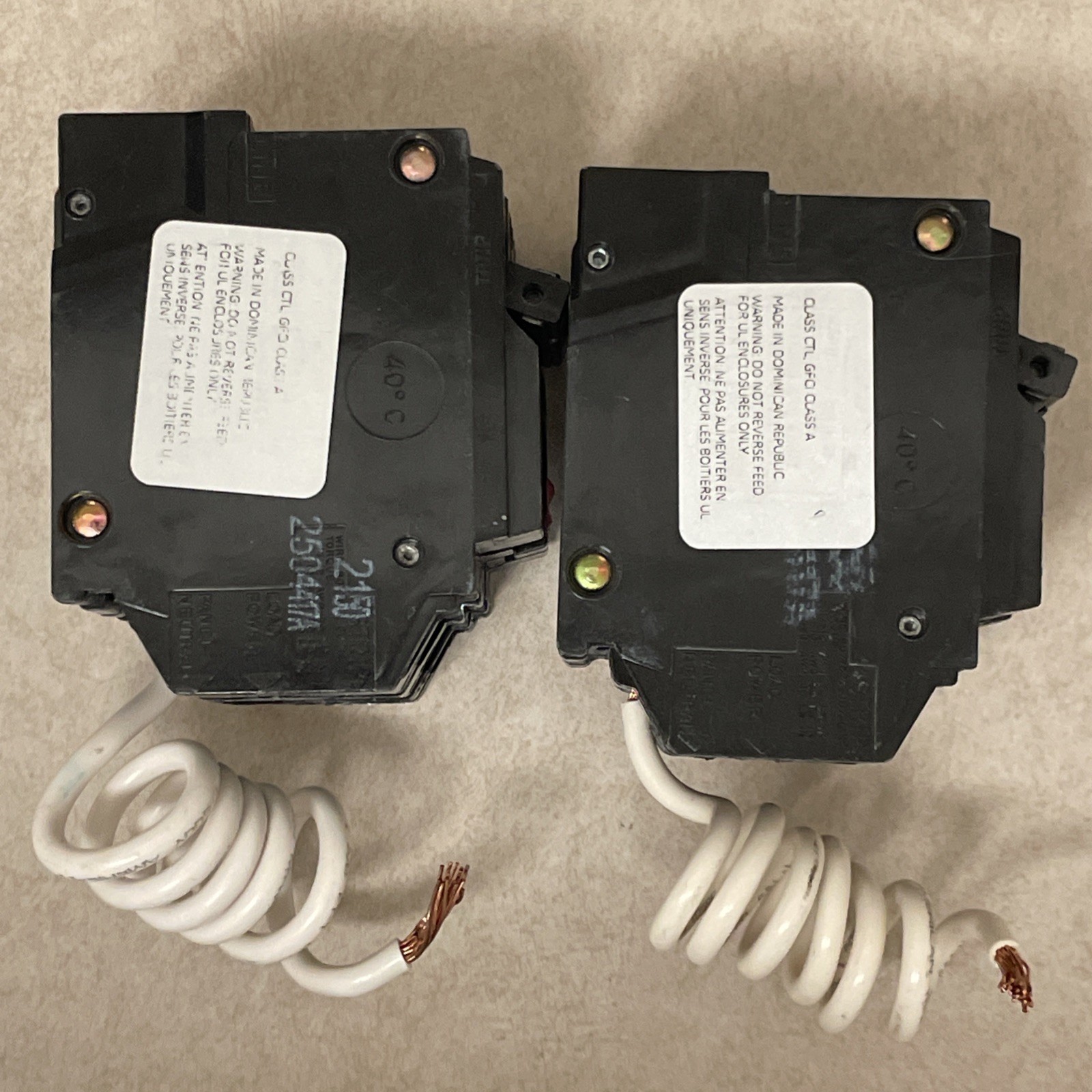 (2) GE Ground Fault Circuit Breaker THQL2150GFT2P 50A Double Pole 120/240 VAC