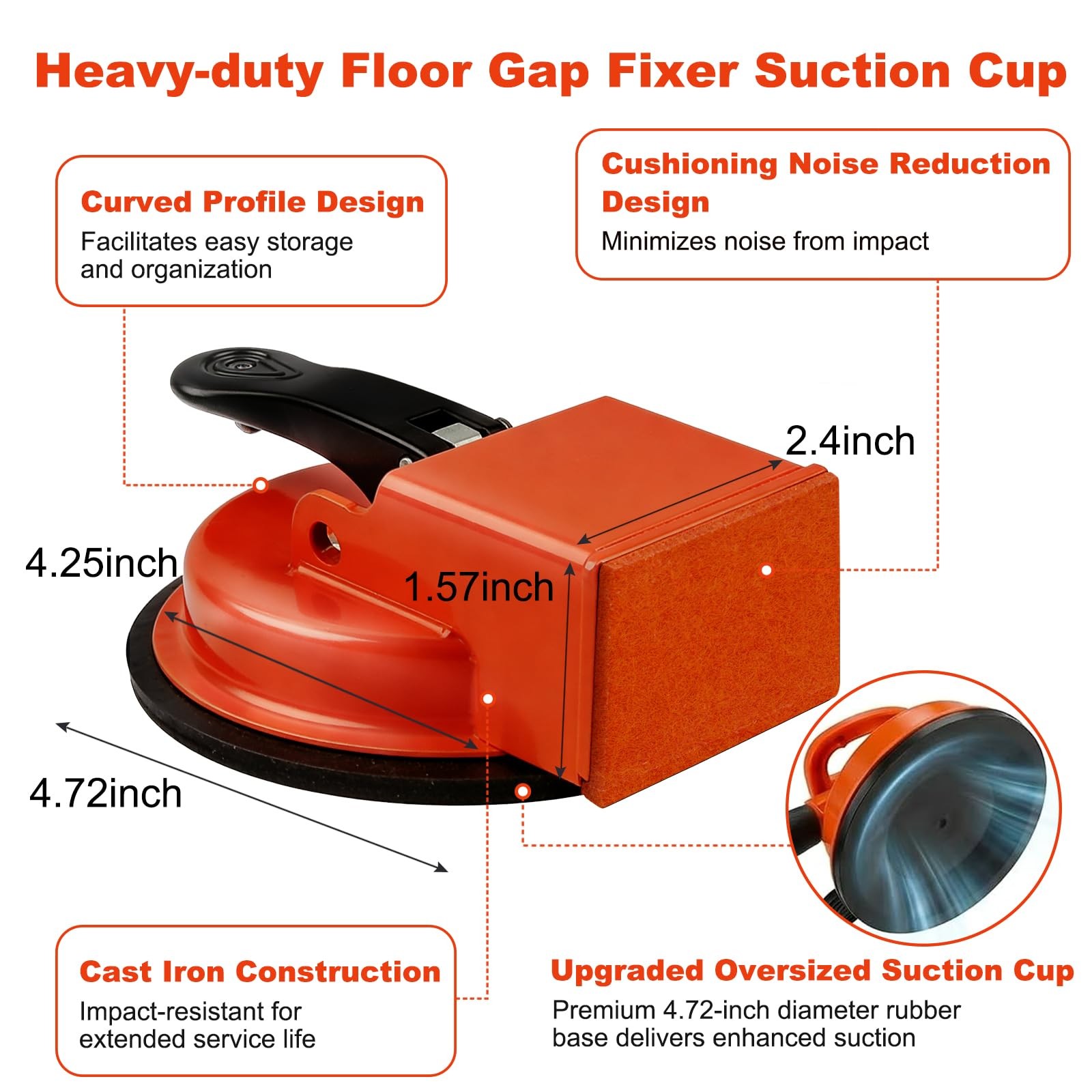 Holriaye Floor Gap 5.51 inches diameter, 4.25 x 4.72 x 1.57 inches, Orange
