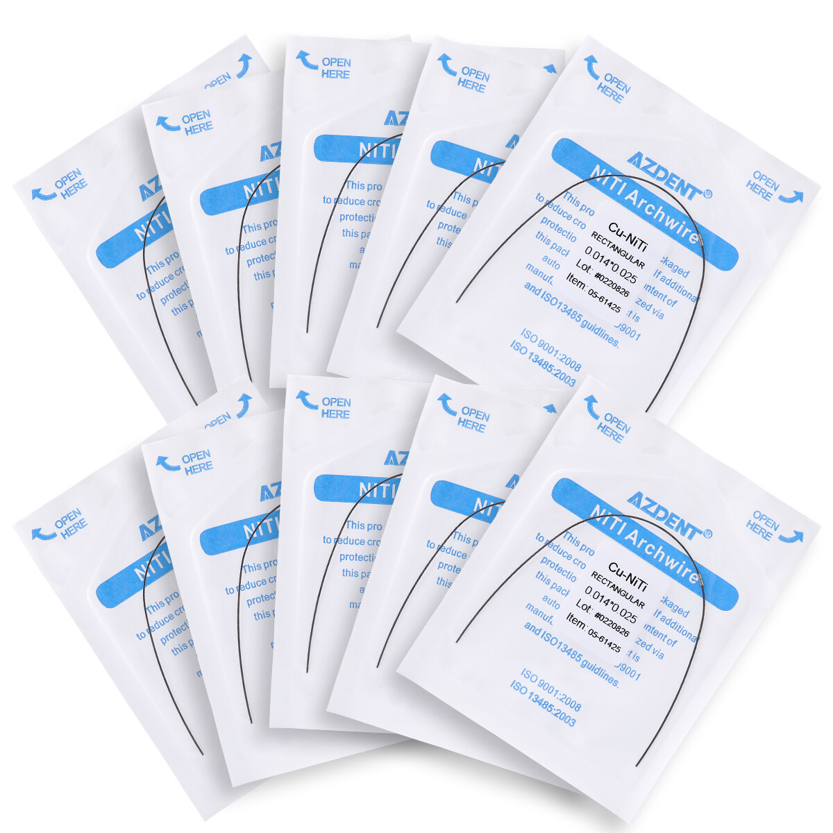 Dental Orthodontic Cu NiTi Copper Rectangular Arch Wire & Stops Preformed AZDENT