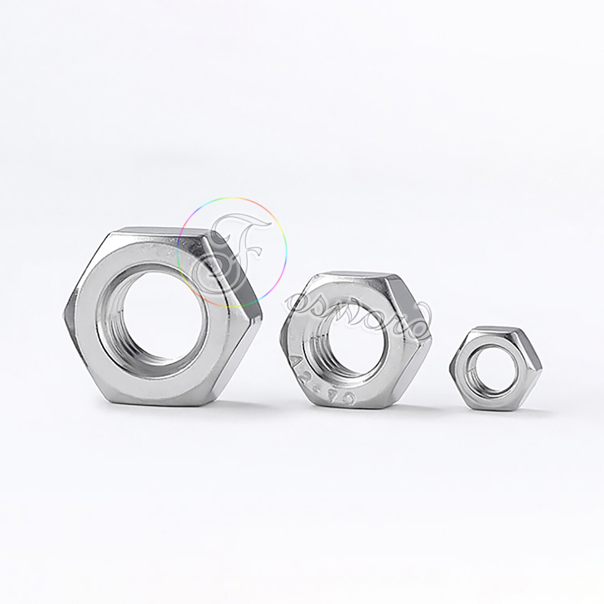 Hexagon Full Nuts SUS 201 Stainless Steel Nut DIN934 3 4mm 5mm 6mm 8mm For Bolt