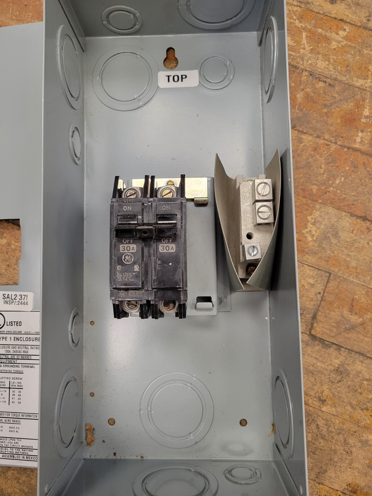 GE TQC100S Circuit Breaker Enclosure 100A 240V 3P Type 1 with THQB230 Breaker