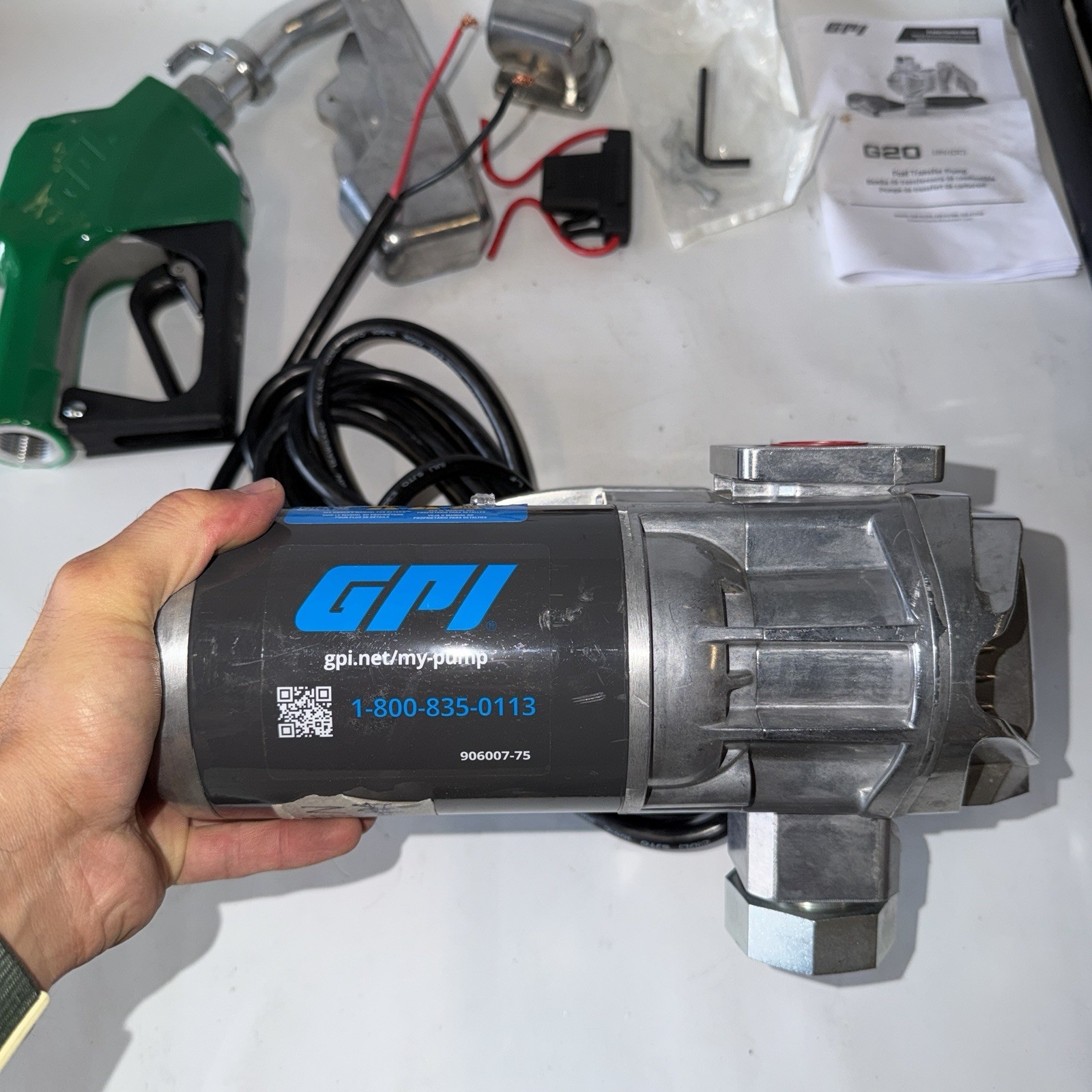 GPI G20-012AD 12V Fuel Transfer Pump 20 GPM w/ Auto Nozzle (New incomplete kit)