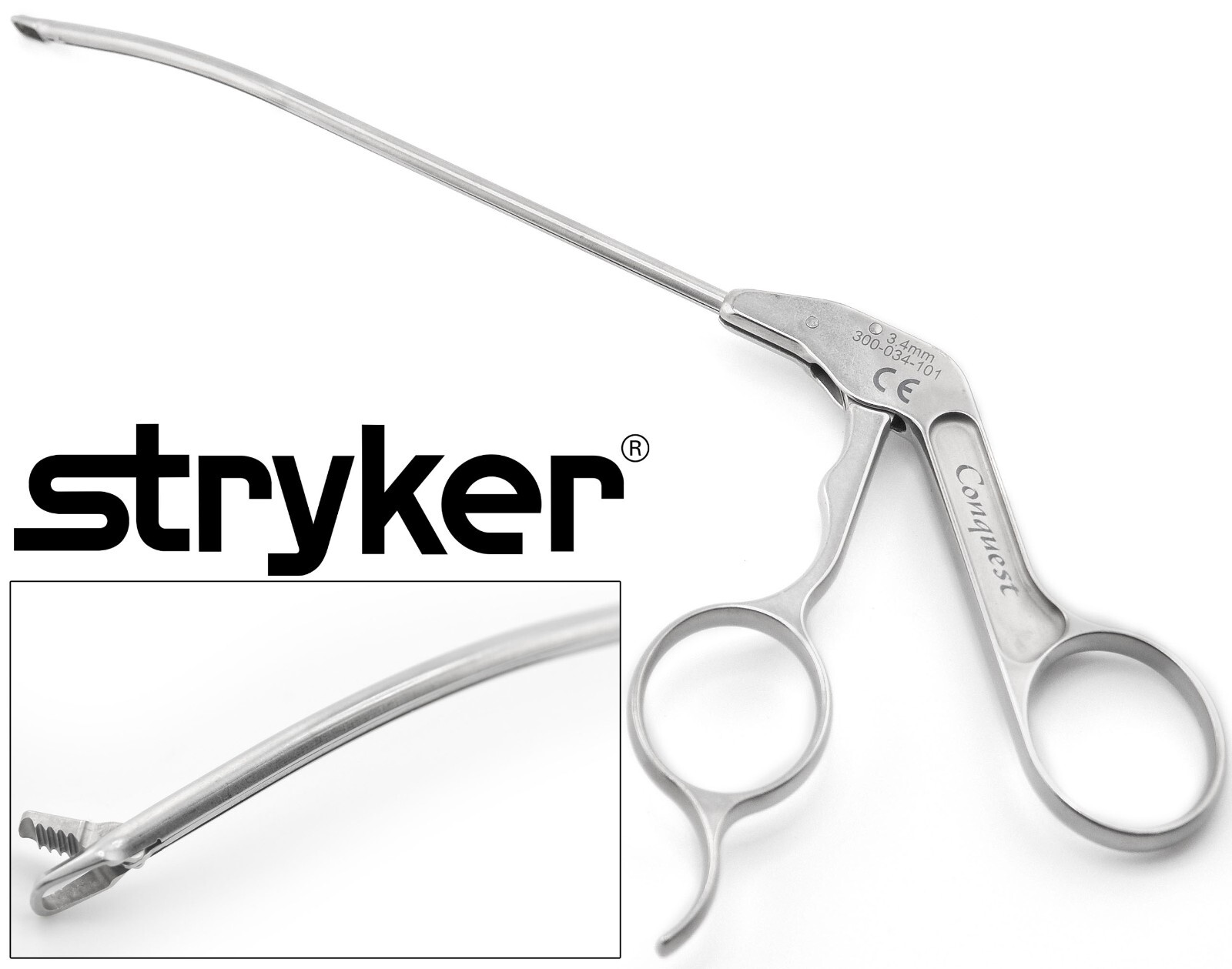 STRYKER CONQUEST 300-034-101 Arthroscopic Curved Right Big Bite Punch 3.4mm 6″