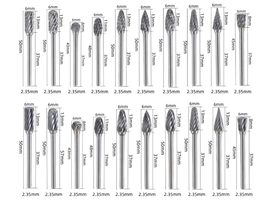 10 Pcs Dental Lab Polishing Bur Drills Tungsten Steel Carbide Burs Burrs 2.35MM
