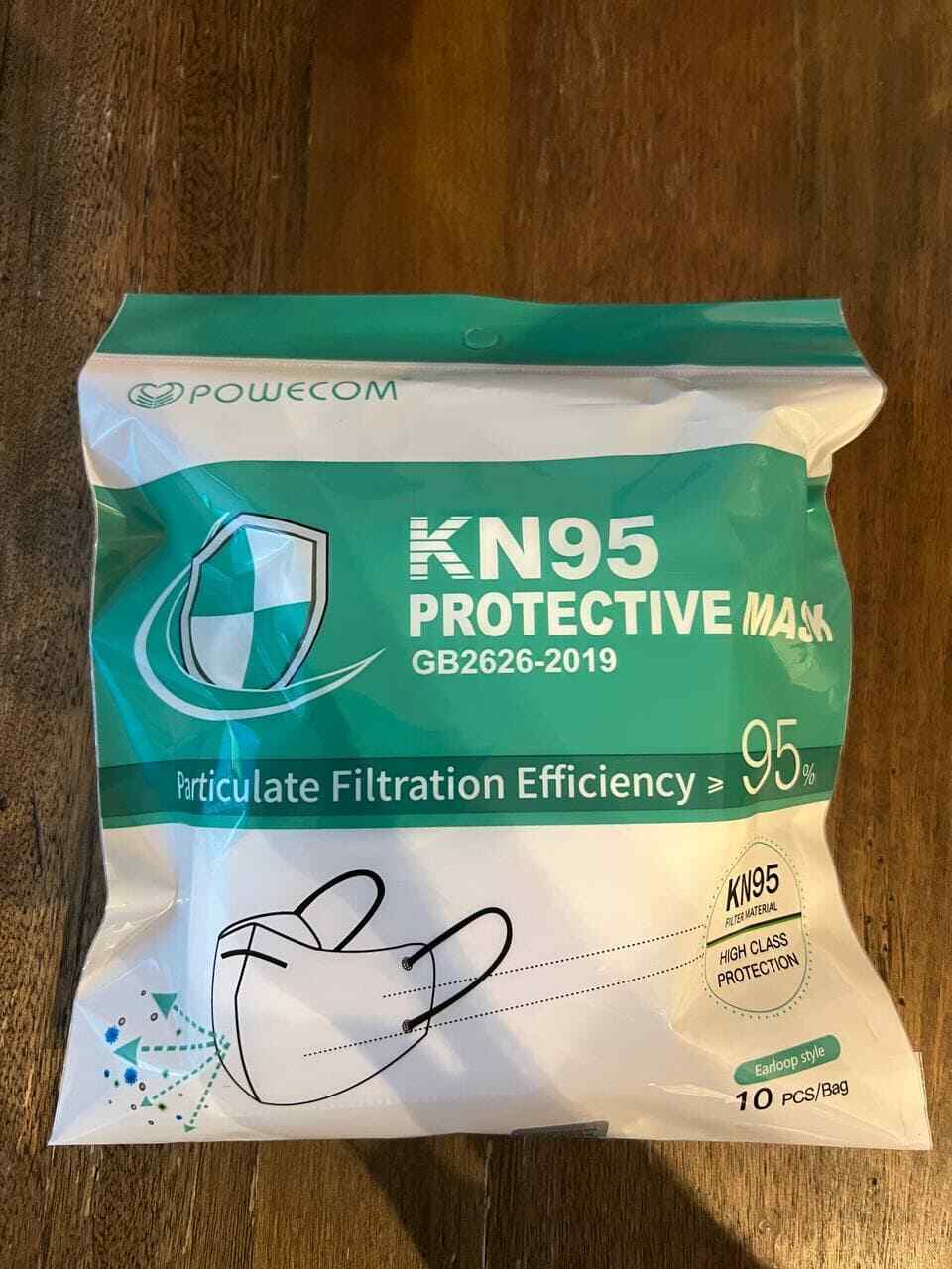10 PCS Powecom KN95 Protective Face Mask Respirator – Black | White ✅GB2626-2019