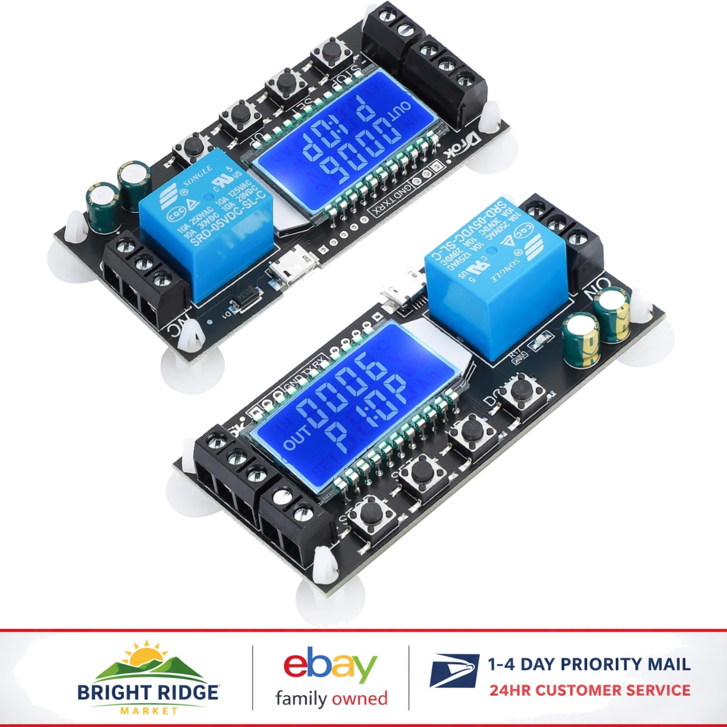 Adjustable Time Delay Relay Module with LCD Display and Micro USB Power Supply