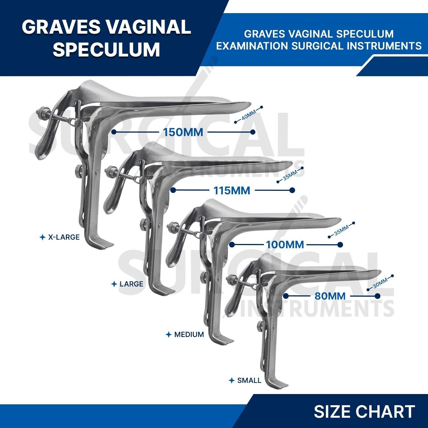 40 Pcs Graves / Pederson Vaginal Speculum OB/GYN Surgical Instruments German Gr