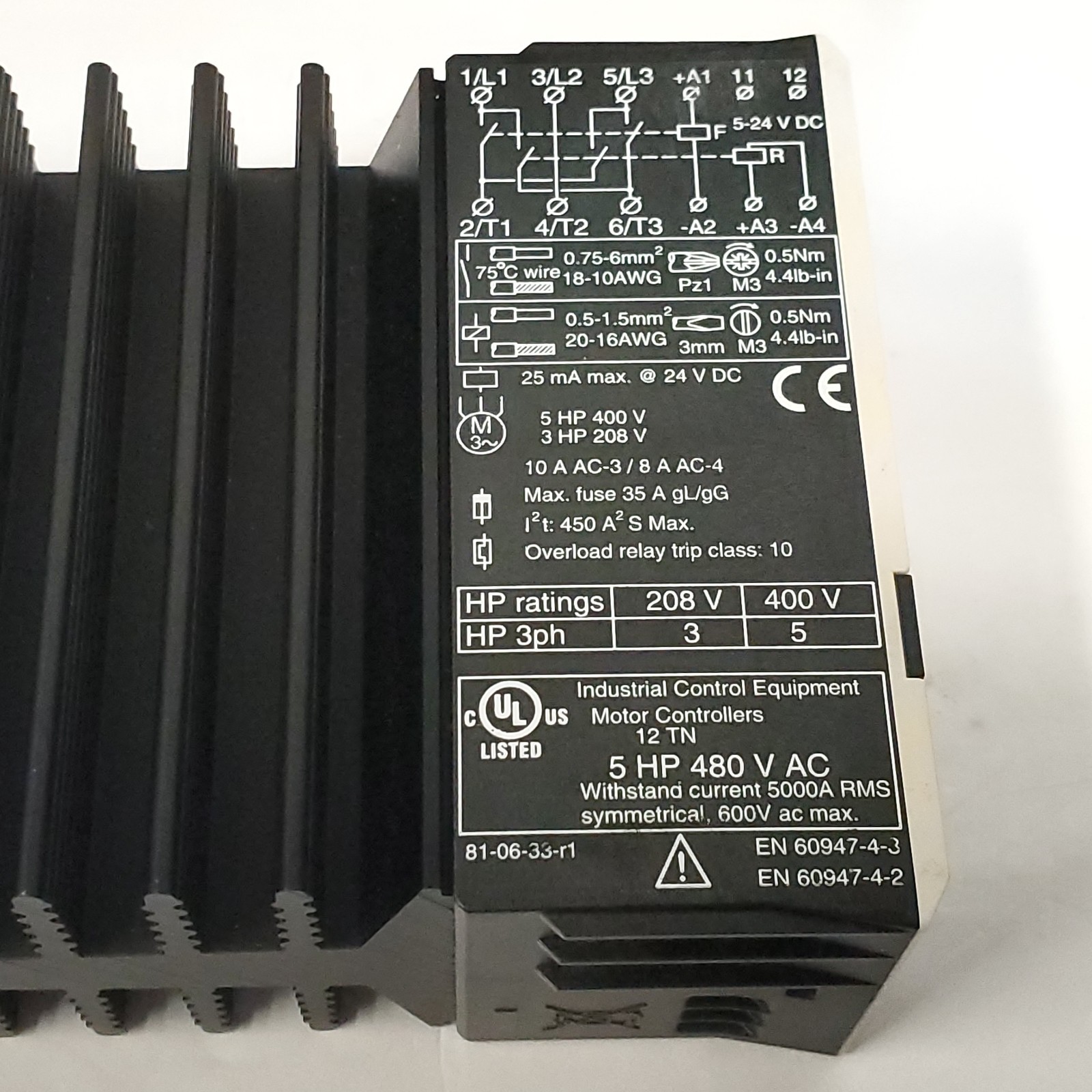Cutler-Hammer S511E10N3D Semiconductor Reversing Contactor 10A 208-480V