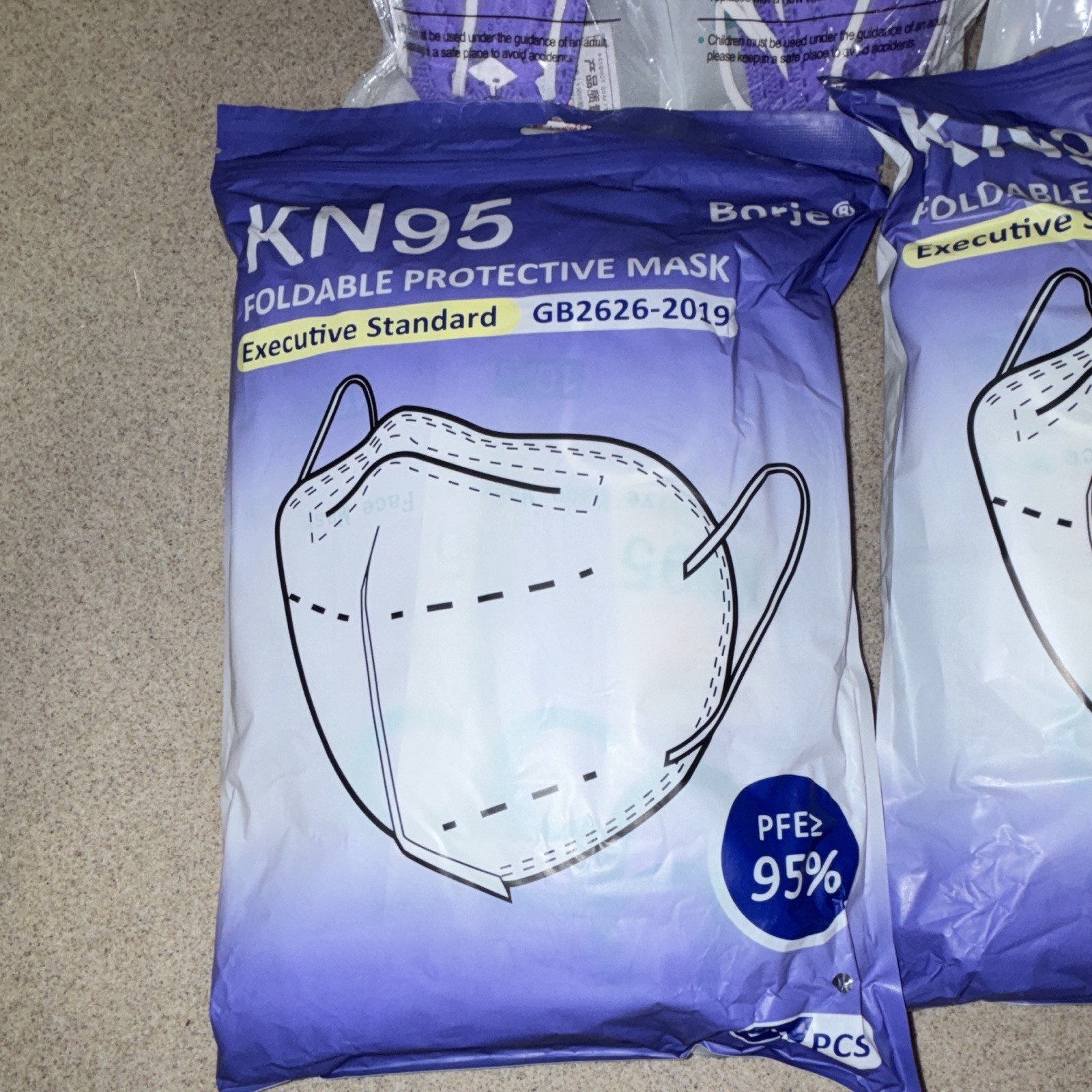 BRAND NEW ! Borje KN95 Foldable Protective Mask PFE≥95% GB2626-2019 110 PCS