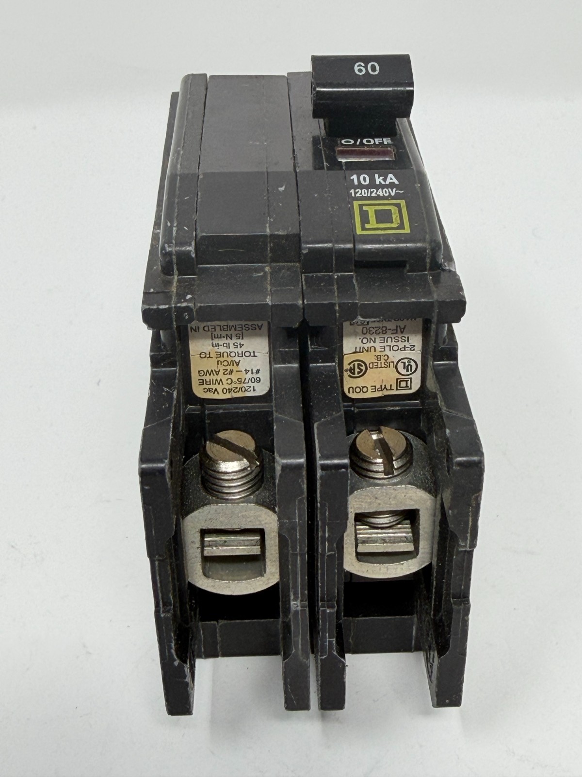 Square D QO260 60A 2 Pole Circuit Breaker 120/240V 10kA Used Tested