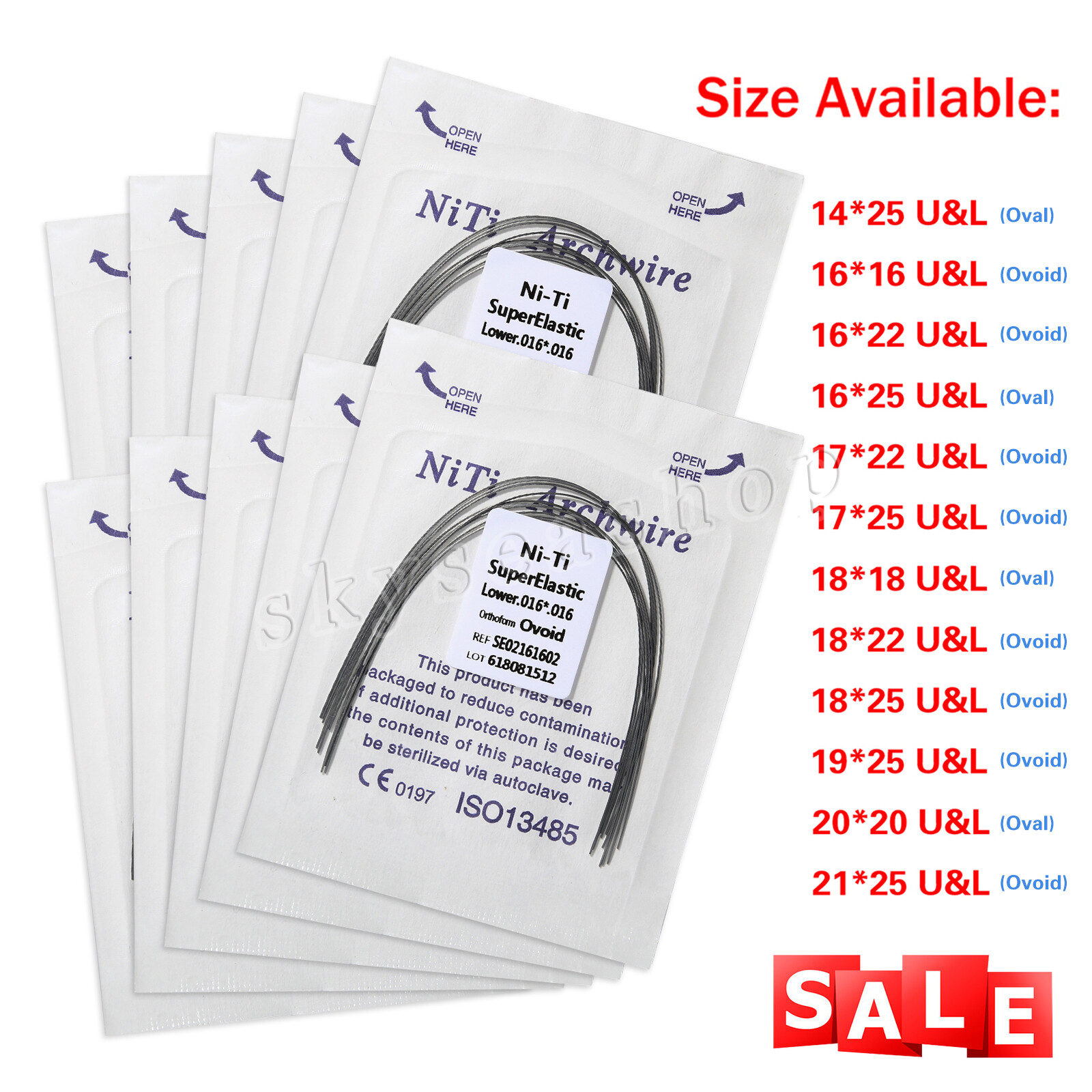Orthodontic Arch Wire Heat Activated /Niti/Stainless Steel Ovoid/Natural form