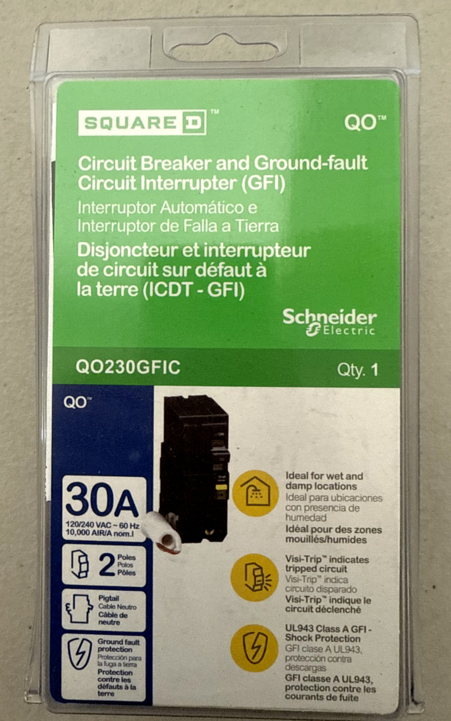 SQUARE D QO230GFI QO230GFIC Circuit Breaker 2 POLE 30 AMP GFCI