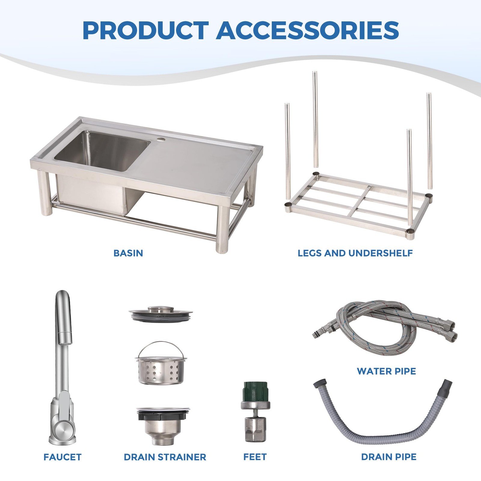 30″x16″x30″ Kitchen Sink Stainless Steel Commercial 1 Compartment Utility Sink