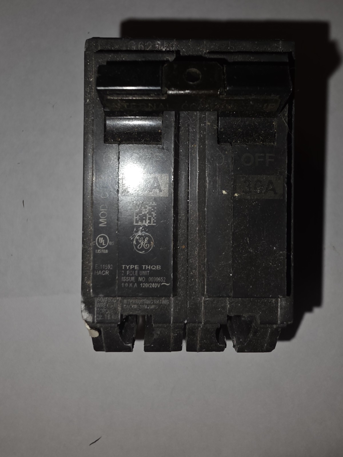 GE THQB2130 2 Pole 30A 240V Circuit Breaker Molded Case