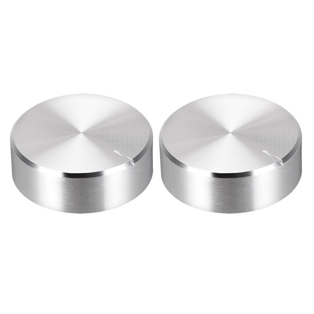2 x Potentiometer Knobs Knurled Shaft Silver Tone Aluminum Rotary Knob 30mmx10mm