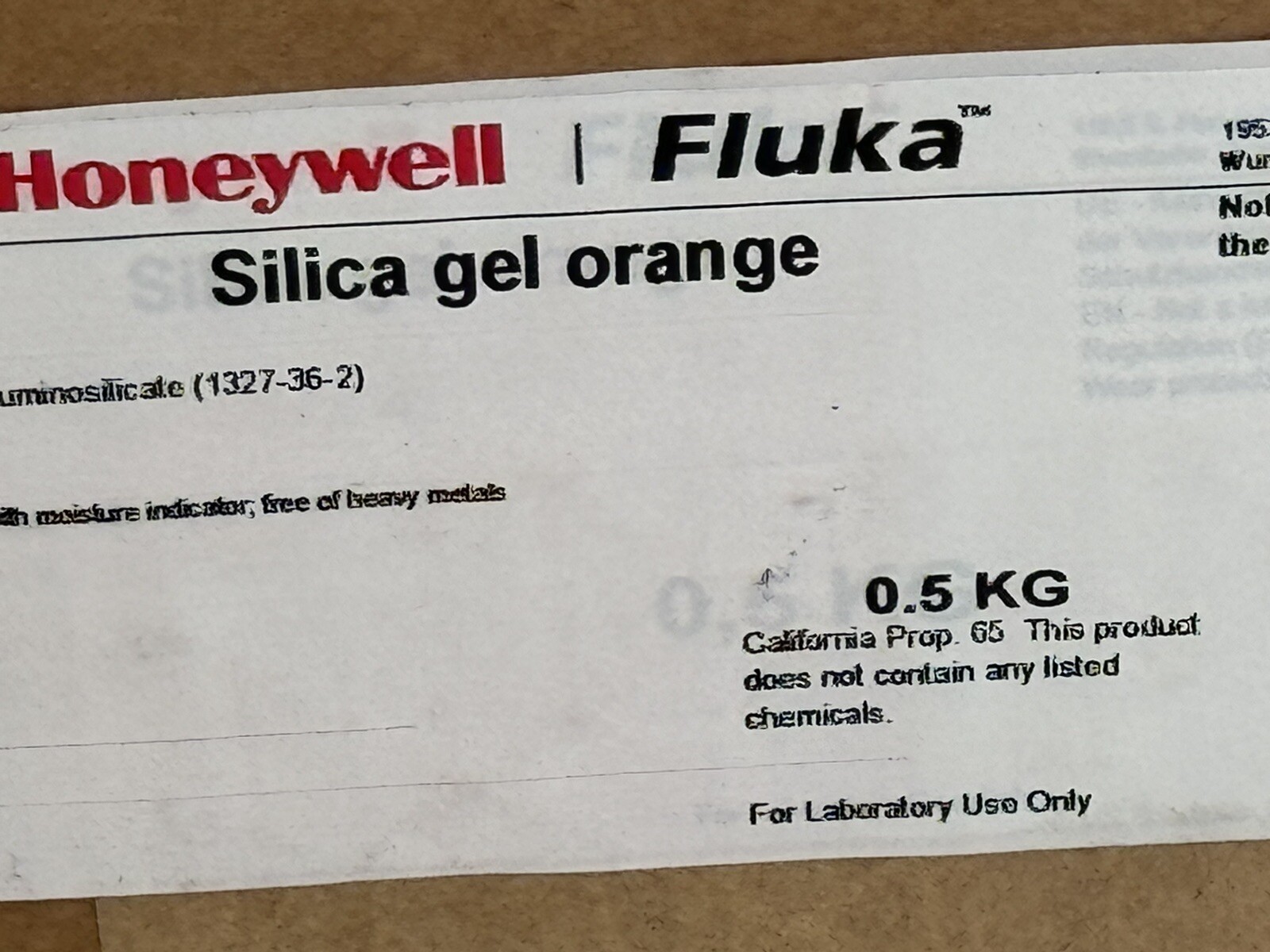 Honeywell FLUKA Silica Gel Orange 6 0.5 KG Bottles 13767-500G