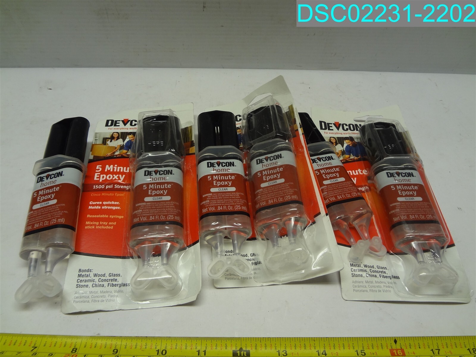 QTY=6: Devcon Home 20845 Clear Waterproof 5 Minute S208 Epoxy Adhesive 6394274