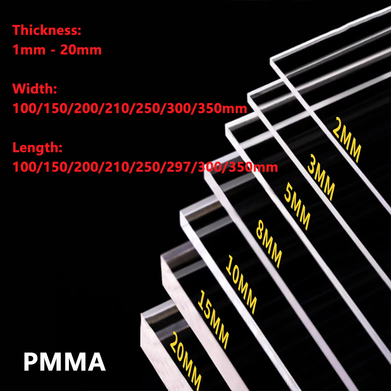 Clear Perspex Sheet Panel Cut Glass Plastic Plate Thick 1mm 1.5mm 2mm 3mm – 20mm