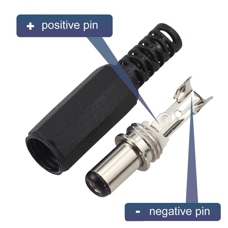 Male Barrel Jack Plug Female Socket Panel Mount DC 12V Power Connectors 20x
