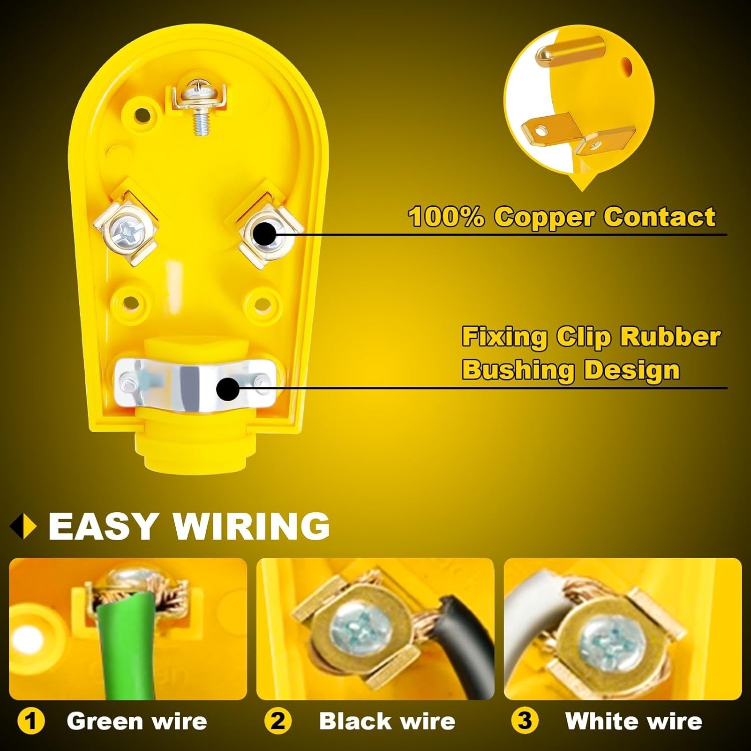 30 Amp RV Plug Male and Female Set, 2 Sets TT-30P/30R Receptacle, 125V Heavy Dut