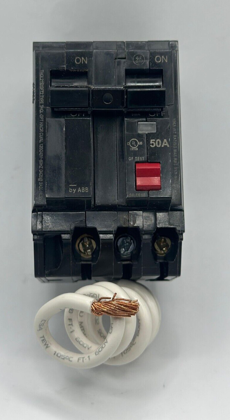 USED GE THQL2150GFT2 Ground Fault Circuit BREAKER Interrupter 50A 2 P 120/240 VA
