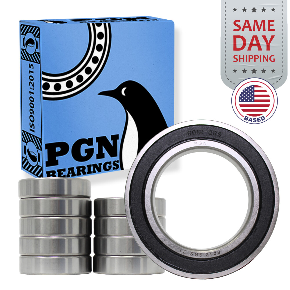 (10) 6012-2RS Premium Rubber Seal Ball Bearing C3 EMQ, 60x95x18, 6012 2RS 6012rs