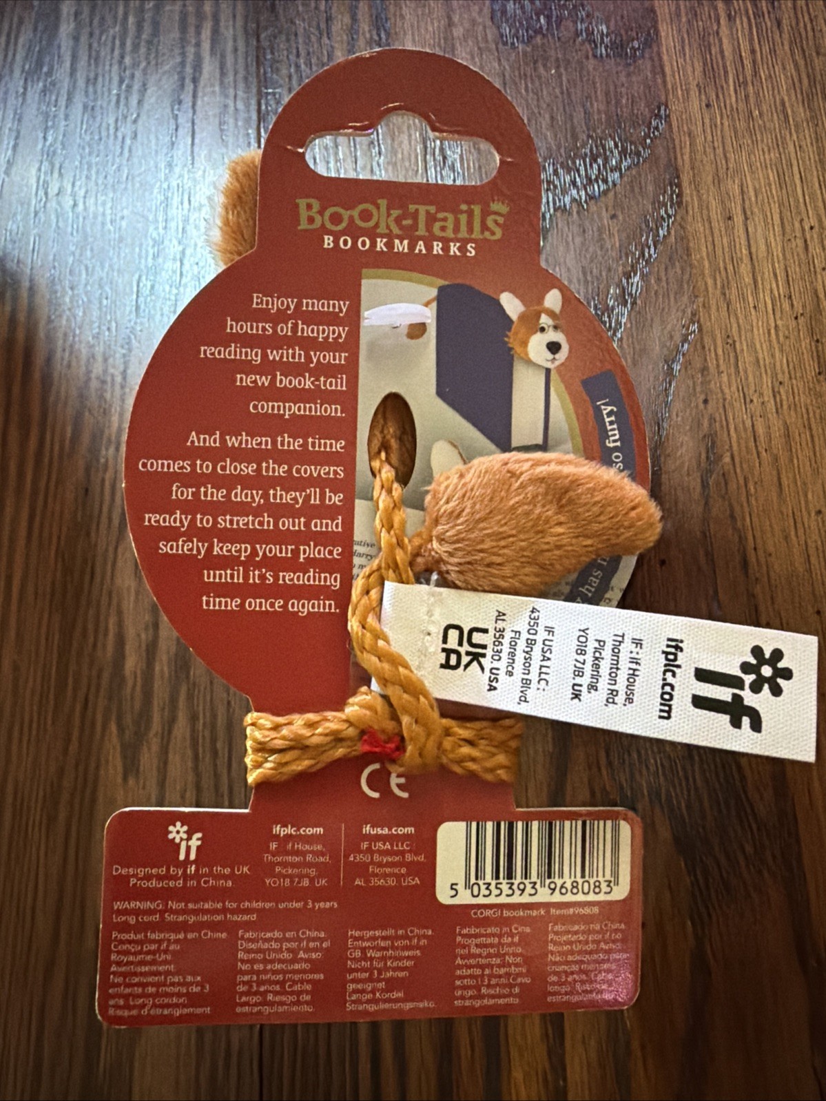NEW! Book-Tails Bookmark by IF Corgi Dog #96808 Plush Head and Tail Bookmark