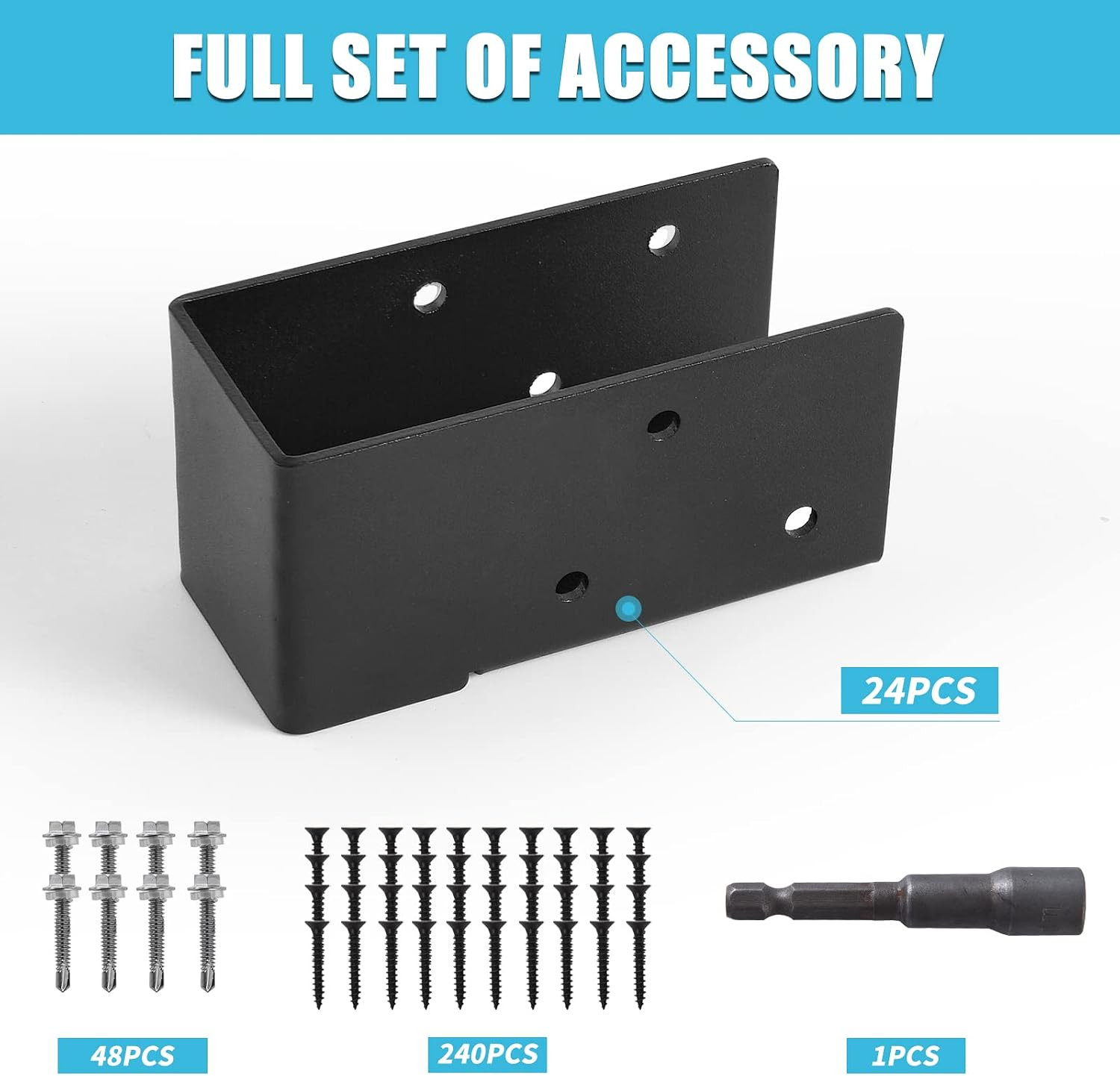 Concealed Joist Hangers, 24 Pcs of 2″X4″Outdoor Concealed-Flange，Q235 Steel Plat