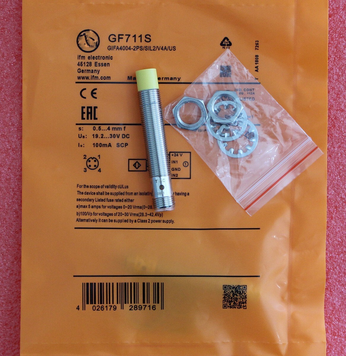 1x Safety Inductive Proximity Sensor 19.2-30VDC 0.5mm-4mm 100mA For IFM GF711S