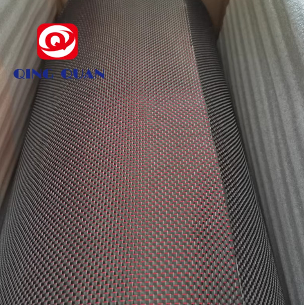 Metallic Carbon Fiber&Red&Silver Reflection Mixed Fabric plain Cloth 100cm*200cm