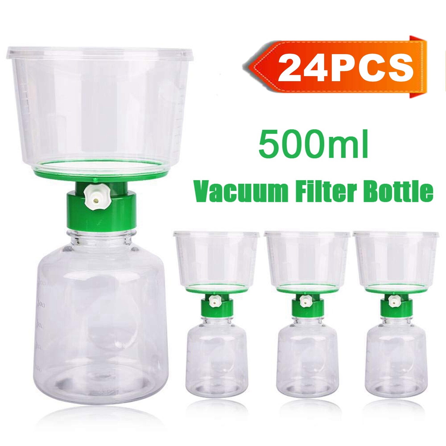 60PK Lab Polystyrene Bottle Top Vacuum Sterile Filter Graduated Clear 0.22um PES