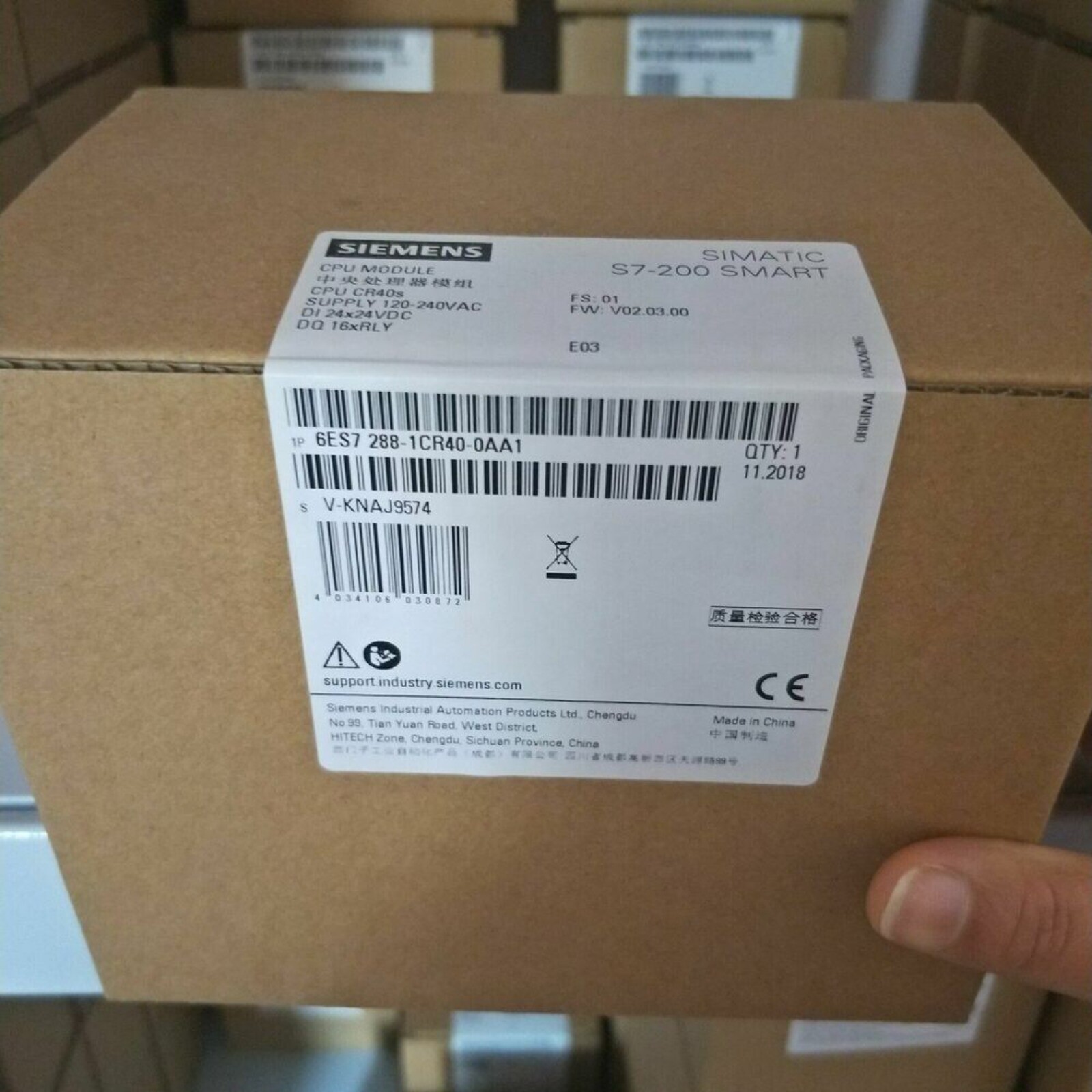 New Siemens 6ES7288-1CR40-0AA1 S7-200 SMART CPU CR40s 6ES7 288-1CR40-0AA1