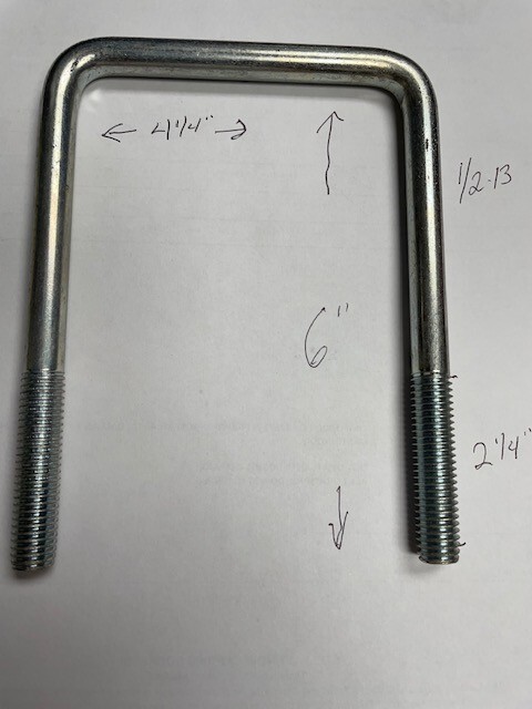 1/2-13 X 4-1/4″ X 6″ LEGS SQUARE U-BOLT STEEL ZINC PLATED 10 COUNT